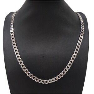 Heavy 925 Sterling Silver 22" 7mm Cuban Curb Link Chain Necklace 51.7g Unisex